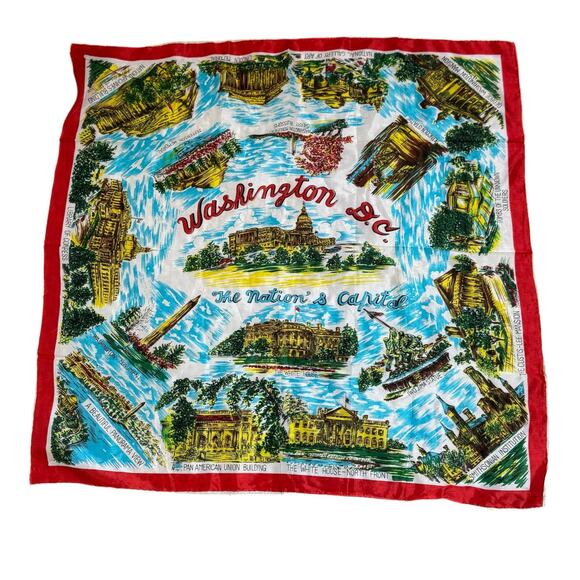 Vintage Washington DC 100% Rayon Made in Japan Souvenir Scarf - Picture 1 of 7
